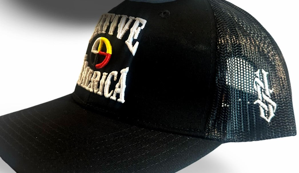 Hat, Black Snapback, Mesh back, NATIVE AMERICA, by Vividus